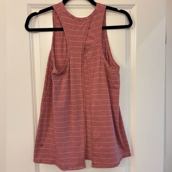 LULULEMON All Tied Up Tank Short Serve Stripe Heathered So Merlot White Size 8 - Picture 2 of 8